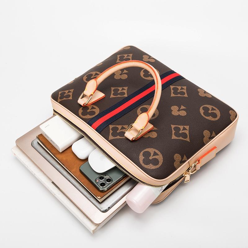 New Classic Print Portable Business Briefcase Large Capacity Computer File Bag Unisex Messenger Bag