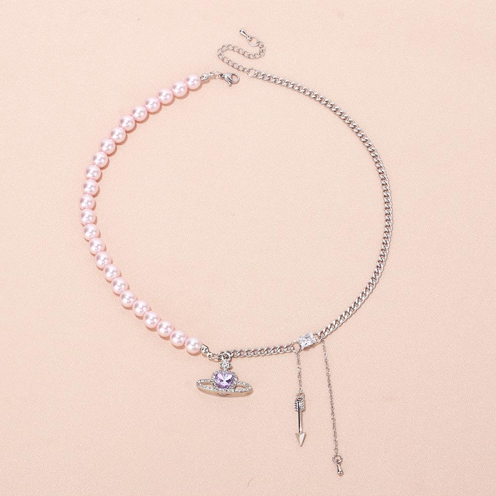 Pearl chain necklace cold wind multi-layer stacking collarbone chain summer
