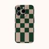 Green Checkerboard Phone Case for IPhone 16 15 14 13 12 11 X XS XR XSMAX 7 8 Pro Max Plus Double-layer Back Cover