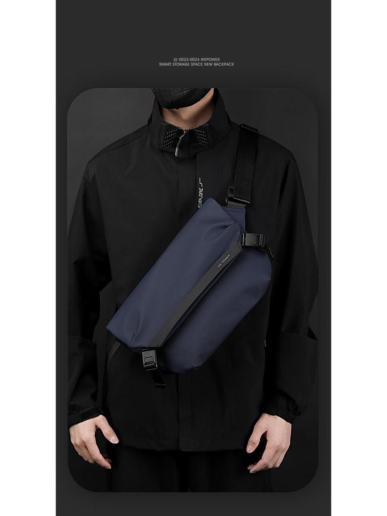WEPOWER Versatile Men's Casual Single Shoulder Crossbody Backpack - Trendy Small Square Chest Bag