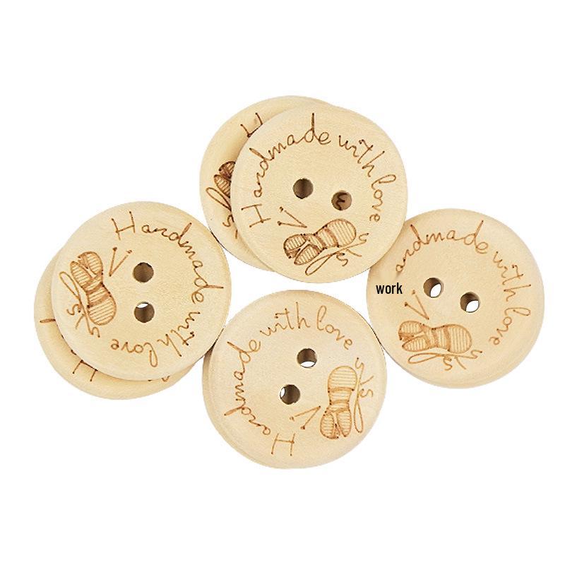 

Laser Engraved Wooden Heart Buttons: 15/20/25mm Round