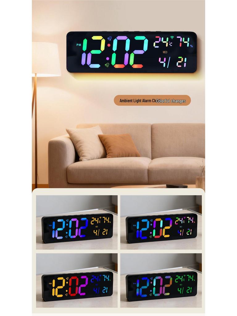 RGB Bluetooth Synchronizing Wall Clock: Smart Luminous Alarm & Perpetual Calendar
