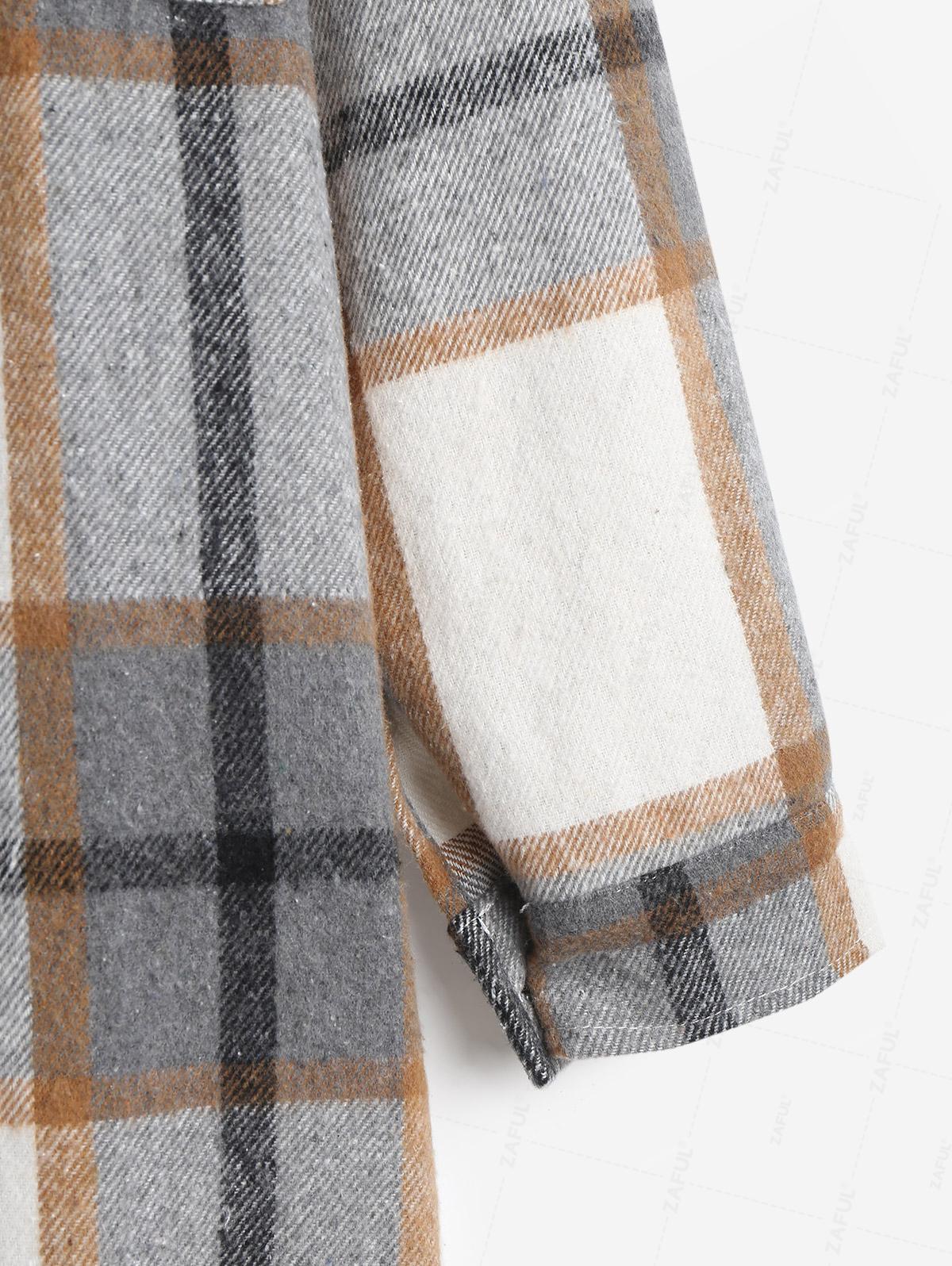 ZAFUL Женское повседневное клетчатое отложной воротник с двойными карманами асимметричный — фото 7