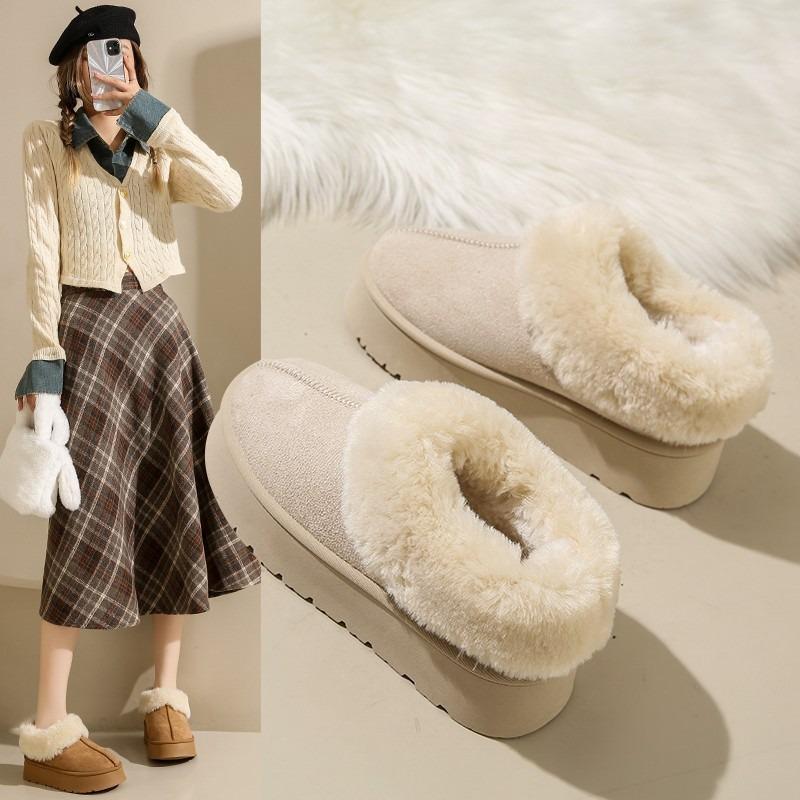Vinterns nya kortsnökängor med tjock sula, fodrade och förtjockade snöbomullskängor, halkfria brödskor för kvinnor