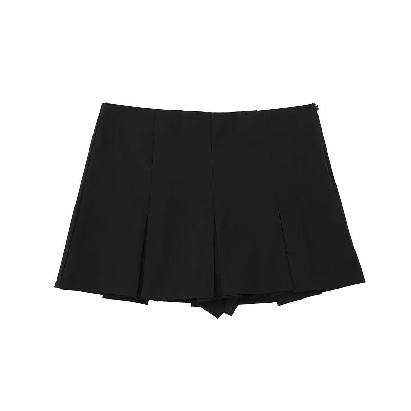 

European & American A-Line Pleated Skirt Suit - Slimming Short Half-Skirt S чёрный