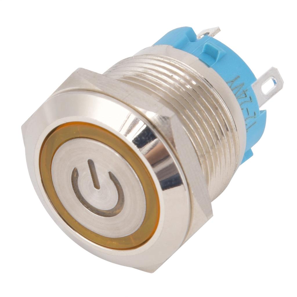 2 Stück Drucktaster 4Pin 19mm Rund Flacher Kopf Edelstahlgehäuse mit Licht IP65