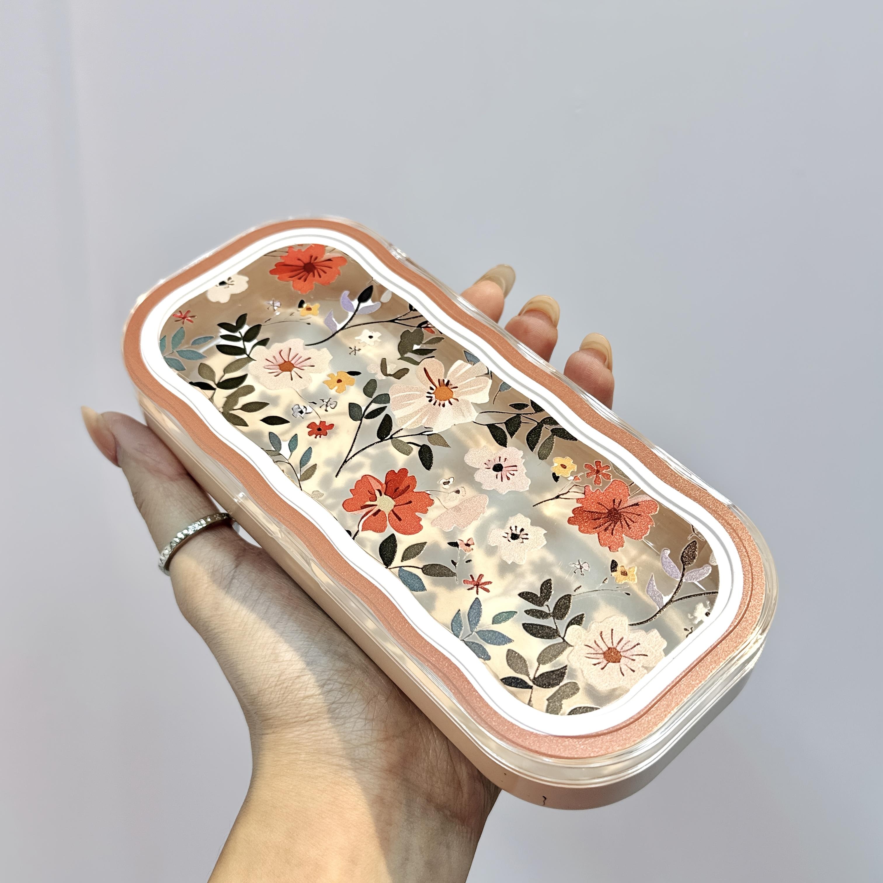 

Футляр для очков с цветочным принтом и полноэкранным принтом, прозрачный, устойчивый к давлению, портативный, ретро-футляр для очков для близорукости