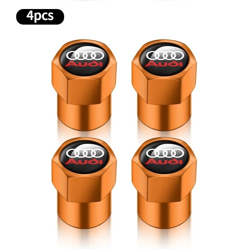 4Pcs Metal Car Logo Wheel Tire Hex Valve Caps Stem Case Covers For Audi A1 A3 A4 A5 A6 A7 A8 Q2 Q3 Q5 Q6 Q7 TT S line S3 S4 S5