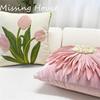 Retro Tulips Orchid flower Embroidered Pillowcase Cushion Cover Morden Casual Cotton Case Sofa Bedroom Decro 45x45cm
