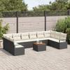 VidaXL Ensemble de canapés de jardin 11 pièces avec coussins Noir Poly Rattan Acacia 3356423