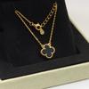High-end Lucky Four-leaf Clover Necklace for Women 18k Agate High-end Carved Clavicle Chain