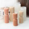Geometry Gear Cylinder Spiral Candle Mold Long Rod Grooved Pillar Silicone Molds Classic Wax Candle Frame Casting Swirl Shaped