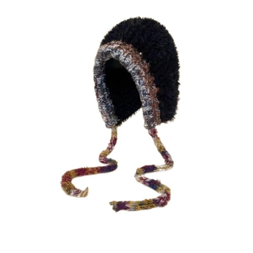 Soft Plush Pullover Hats Windproof Knitted Warm Hat Fashion Fluffy Beanie Hat  Cycling Riding