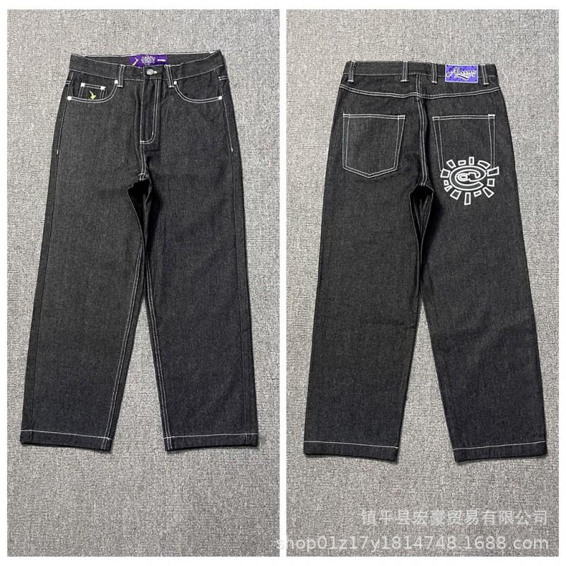Unisex Streetwear Printed Straight Fit Denim Jeans Loose Comfortable Cotton Pants Casual Wear