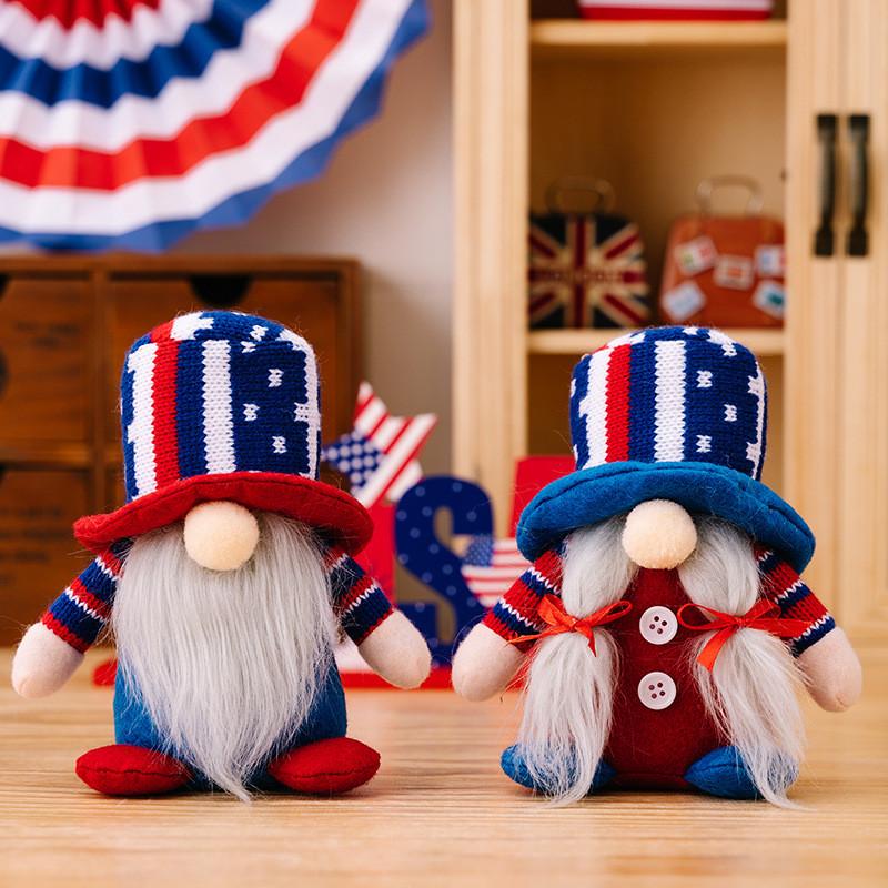 Patriotic Stylish New Gnome Decoration With Independence Day Knit Hat For Festive Decor