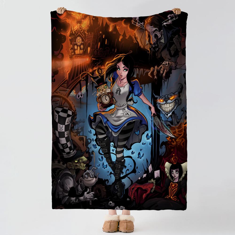 Game A-Alice Madness Returns-S Throw Thick Comfort Flannel Quilt, Multi-scene Use Indoor Outdoor Daily Nap