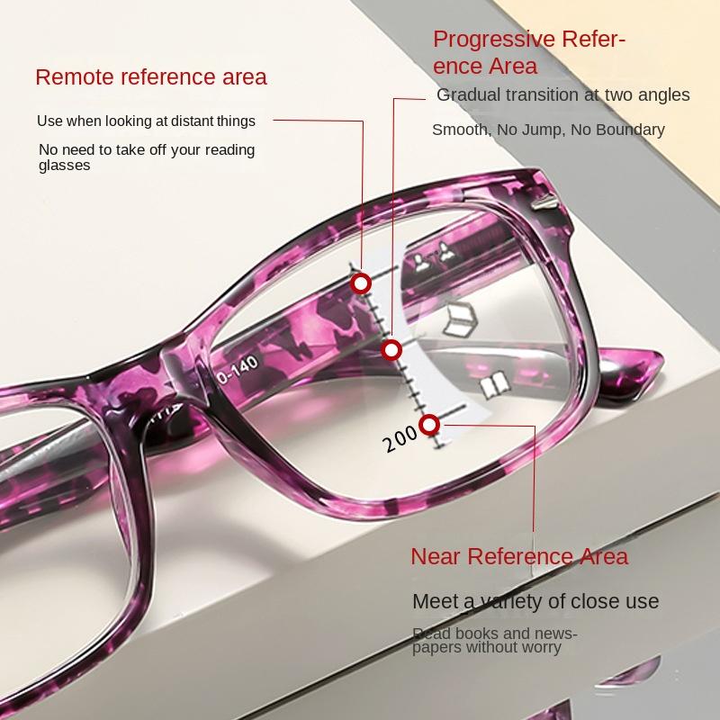 Progressive Multifokale Photochrome Lesebrille Hochauflösend Anti Blaulicht Multifokal Stärkebrille Nah und Fern +4.0