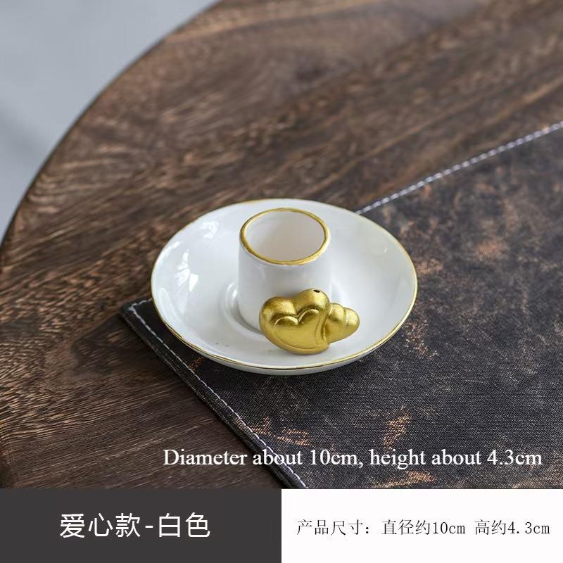 Ceramic Incense Burner Candle Holder Aromatherapy Candlestick Holder Sage Tray Holy Wood Burning Stand Incense Ash Collector