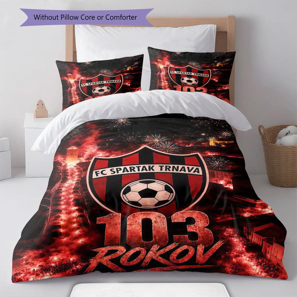 Literie Modèle FC Spartak Trnava, Ensemble Couette Housse de Couette Taie d'oreiller Cadeau d'Anniversaire pour la Maison(1 housse de couette + 2 taies d'oreiller, sans garniture.)
