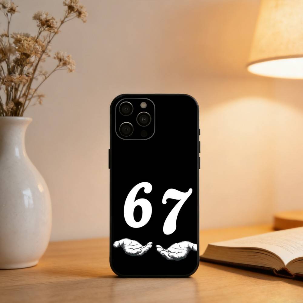 67 S-Six S-Seven Phone Case For iPhone 17,16,15,14,13,12,11 Plus,Pro Max,XS,Soft Silicone Black Cover