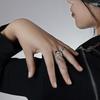 Stylish Adjustable Open Ring For Women With Unique Design And Elegant Black Zircon Stones