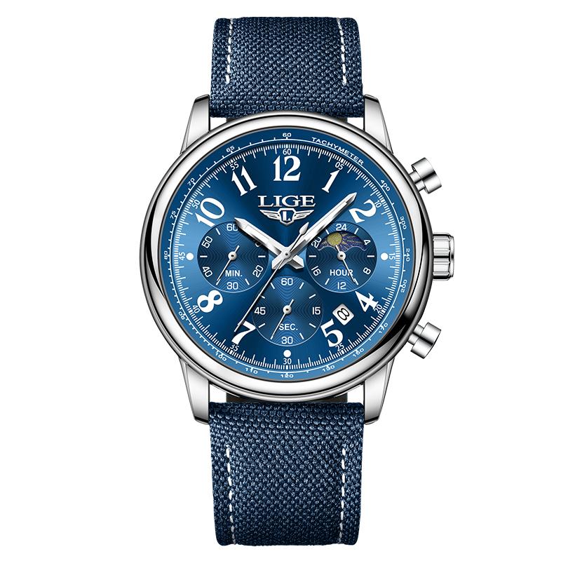 LIGE New Men s Watch Stylish Casual Leather Quartz Watch Automatic Calendar Luminous Waterproof Watch