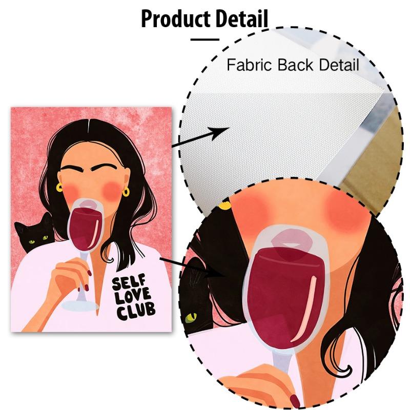 Abstract Girl Red Wine Cherry Flowers Wall Art Canvas Painting Illustration Posters And Prints Pictures For Living Room Decor