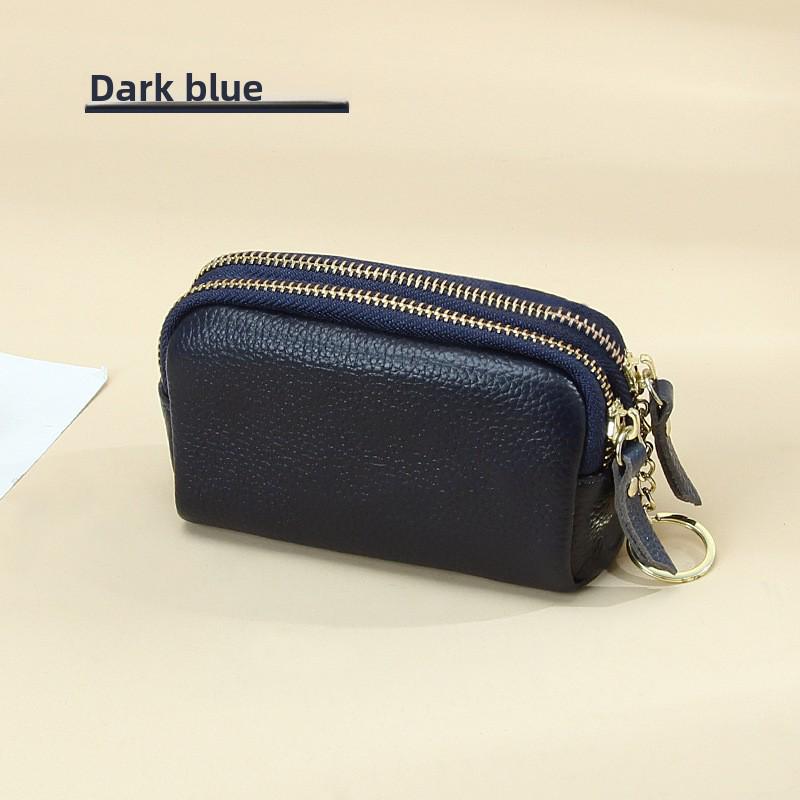 European-American Genuine Leather Coin Purse - Double Zipper, Large Capacity, Stylish Clutch