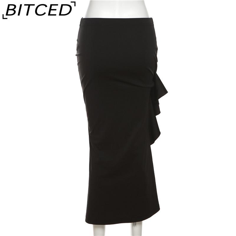 BITCED Summer Women's Solid-Color Slim-Fit Streetwear High-Waisted Bodycon Split Skirt