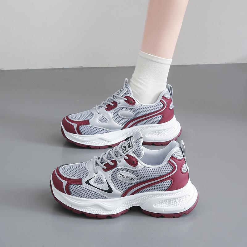 

Platform spring dad shoes women s 2025 new British heightening breathable versatile student showing feet small casual sports shoes 36 красный