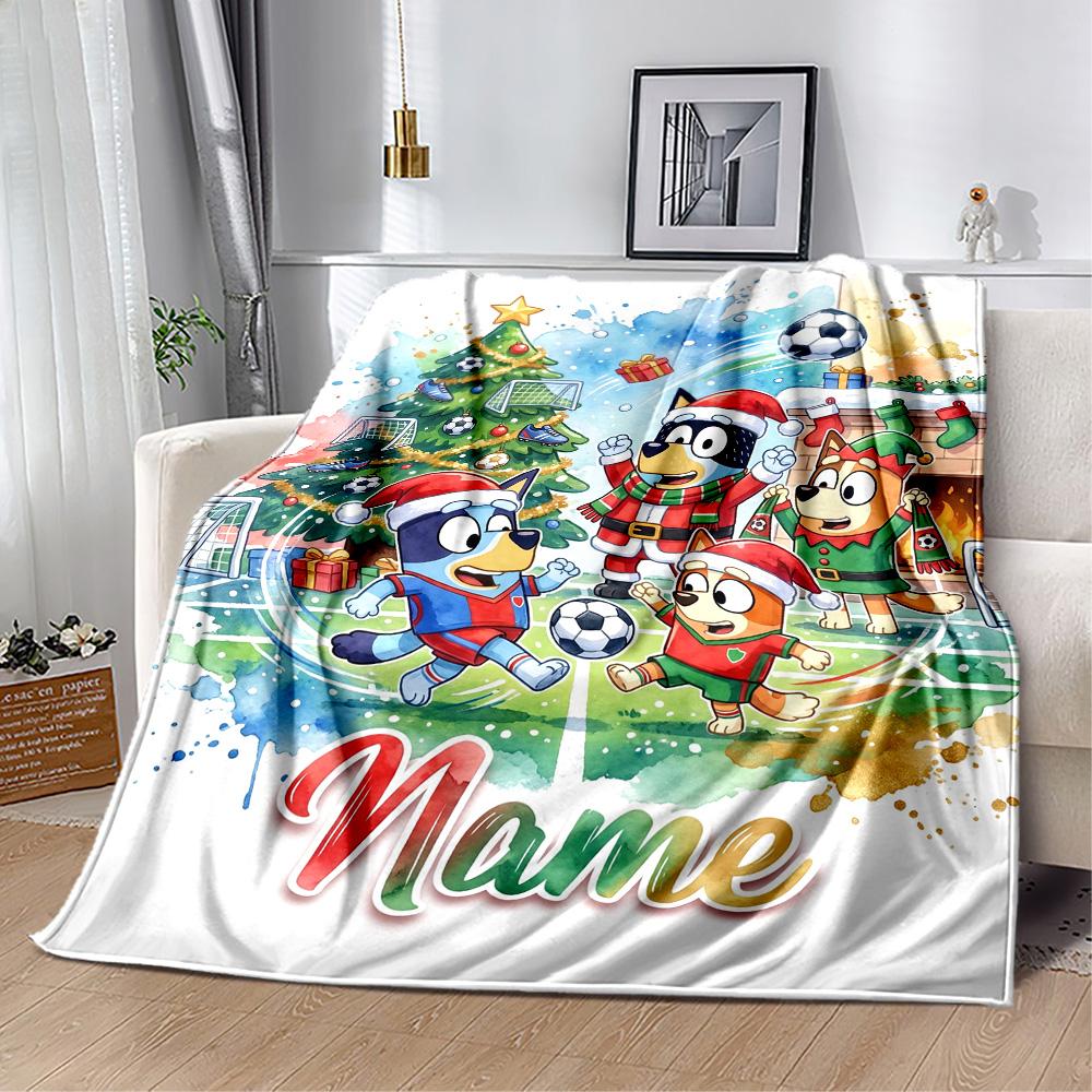 Christmas Soccer Fun Personalized Name Blanket Throw Personalized Blanket Soft & Cozy Perfect for Bedding Office Office Chair Home Decor