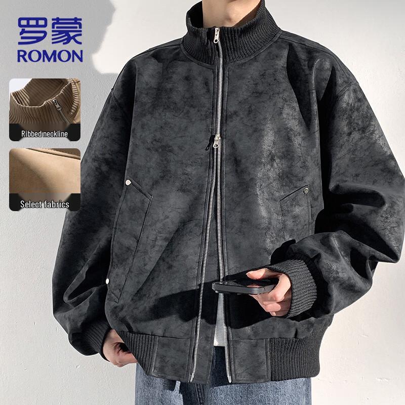 ROMON Men's Casual Stand-Collar Jacket