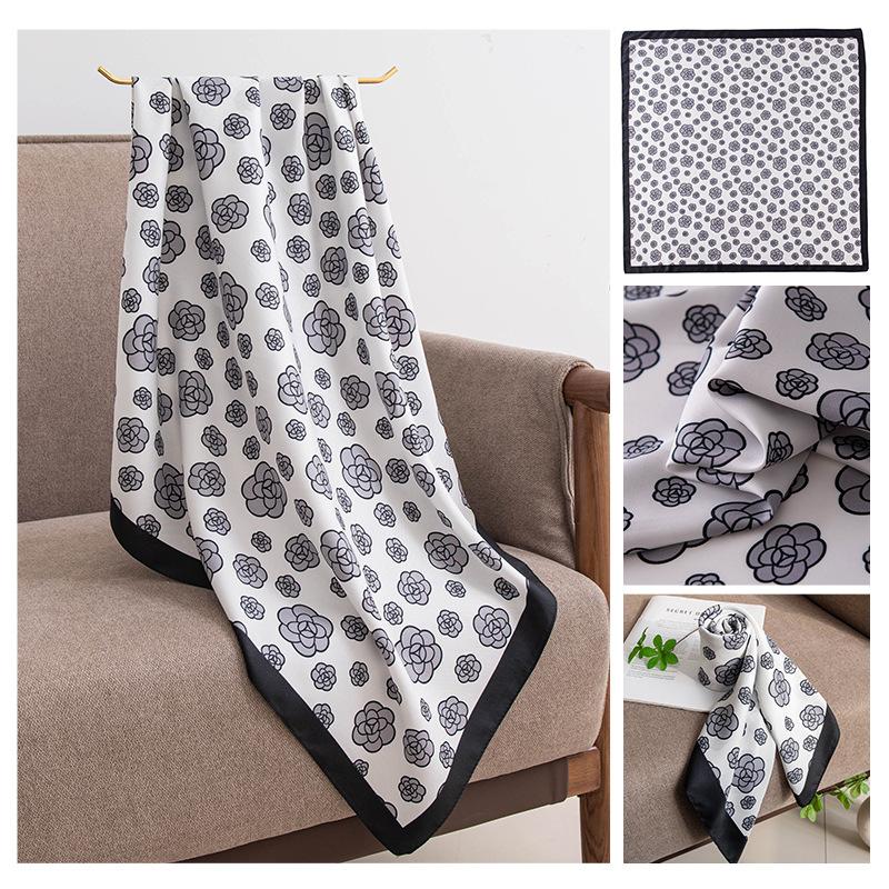 90cm Large Square Scarf Silk With High-end Feel Imitation Women's Summer Thin Versatile Sun Protection Shawl Women