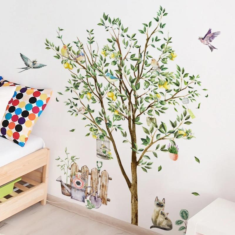 Lemon Tree Animal Wall Stickers Living Room Decoration Bedroom Home Decor Removable Wall Decals for Room Decorative Wallpapers
