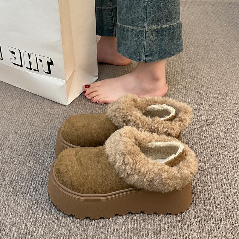 Women's Fur Integrated Winter Lightweight One-step Two Wear Warm Snow Boots Non-slip Wear-resistant Casual Sports Cotton Boots Cotton Slippers