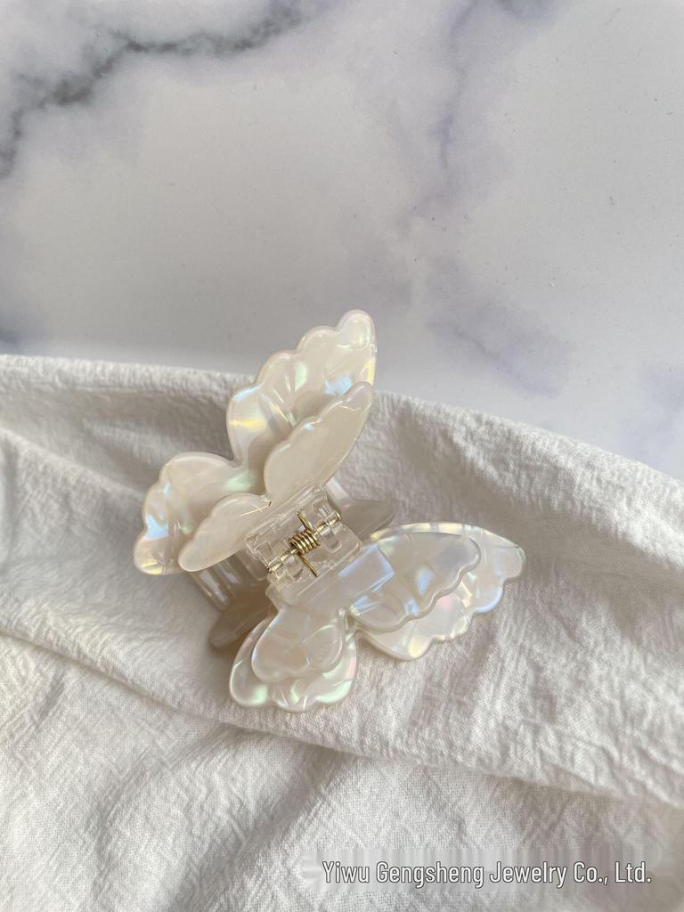 Colorful Double-Layer Butterfly Hair Clip - Fairy Shark-Style Accessory