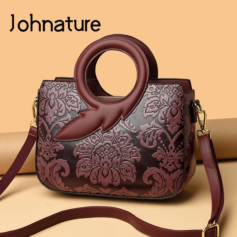

Johnature Тисненая роскошная сумочка Мода Универсальные женщины Кожаная сумка Большая емкость Элегантная леди Сумки на плечо