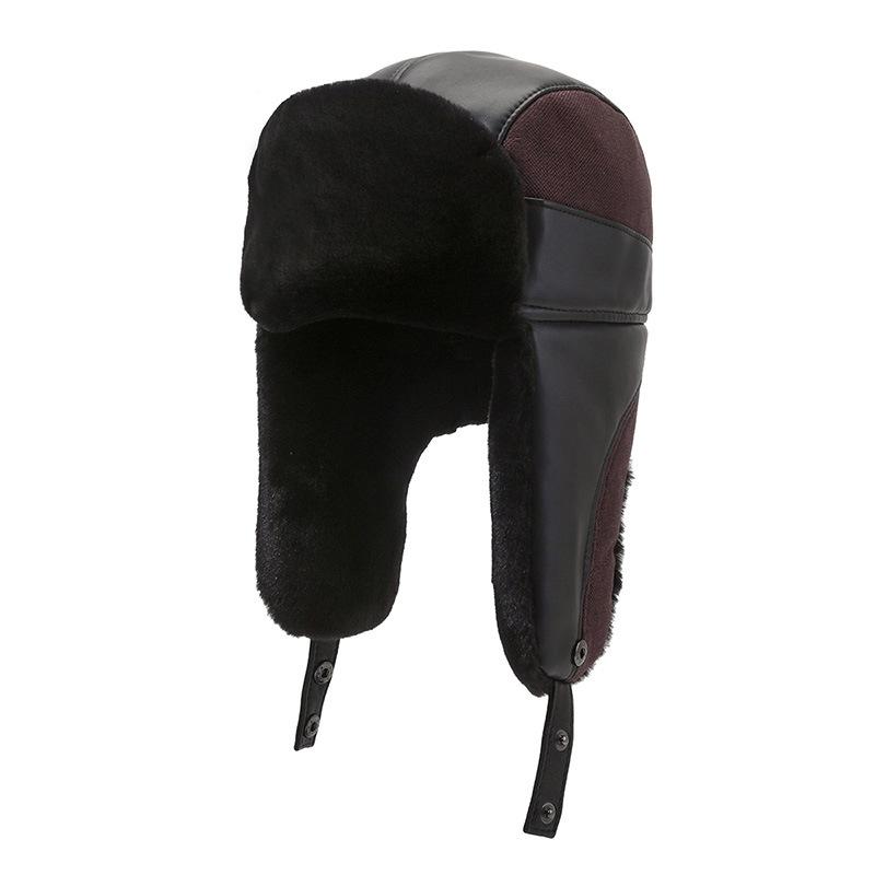 Winter men's outdoor windproof and cold-proof ski hat, ear protector, thickened velvet warm hat