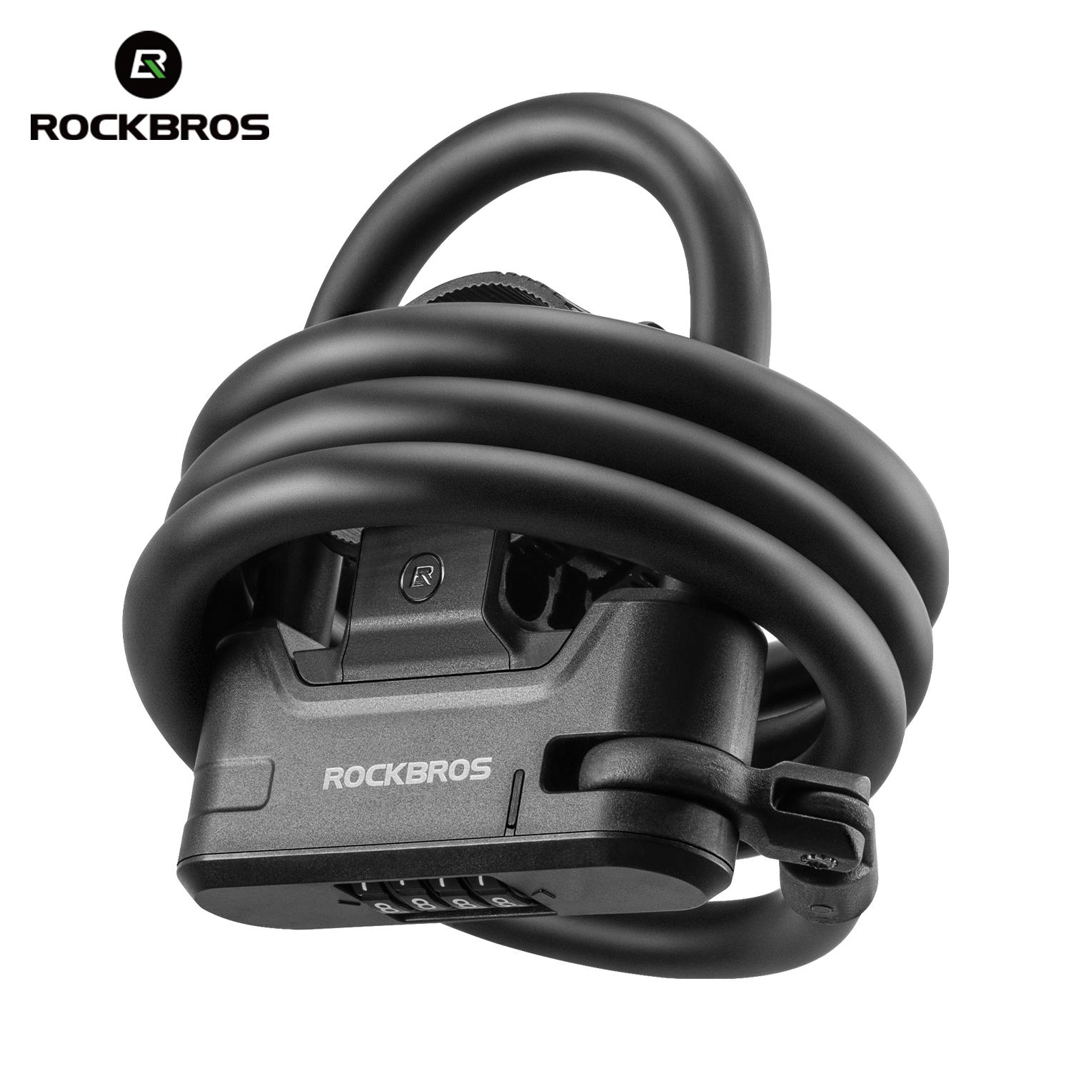 ROCKBROS Scooter Lock Multi Purpose Portable Password Bicycle Helmet Lock Durable Zinc Alloy Anti-theft MTB Cycling Cable Lock RK242-BK