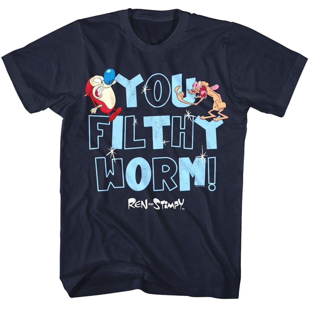 Ren and Stimpy You Filthy Worm Men T Shirt S