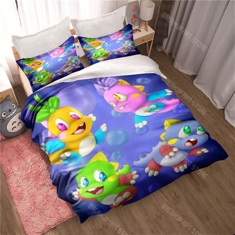 Cartoon Bubble Bobble Bedding Pillowcase Quilt Cover Bedroom Home Comfort Printing Large Bed Bedroom Decoration Children's Gift
