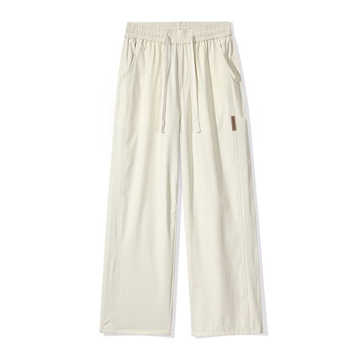 Summer Thin Men's Straight Tube Loose Ice Silk Wide Leg Casual Pants Breathable Jogging Fitness Baggy Casual Pants
