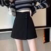 Damen Herbst Schwarzer Anzug Lässig Alleskönner Vielseitig Rock-Hose College-Stil Hoch tailliert Schlankmachend A-Linie Trendig Weiter Bein Hosen