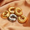 1 Paar Goldfarbe Punk Vintage Klobig Geometrisch Rund Ohr-Manschette Edelstahl Metallstruktur Dick C-Form Nicht-Piercing Ohrklemme