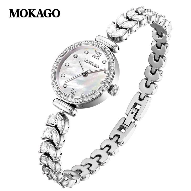 MOKAGO Women s Quartz Mermaid Tail Bracelet Watch - Luxury Rhinestone, Waterproof, Versatile Fashion Accessory