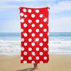 Red White Dots Adult Beach Towel, Absorbent Soft Anti-Sand Shower Towel for Camping Travel Swimming Picnic