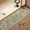 Retro Garden Floral Long Bathroom Mat Non Slip Anti Fatigue Washable Floor Rug for Indoor Use Home Decor