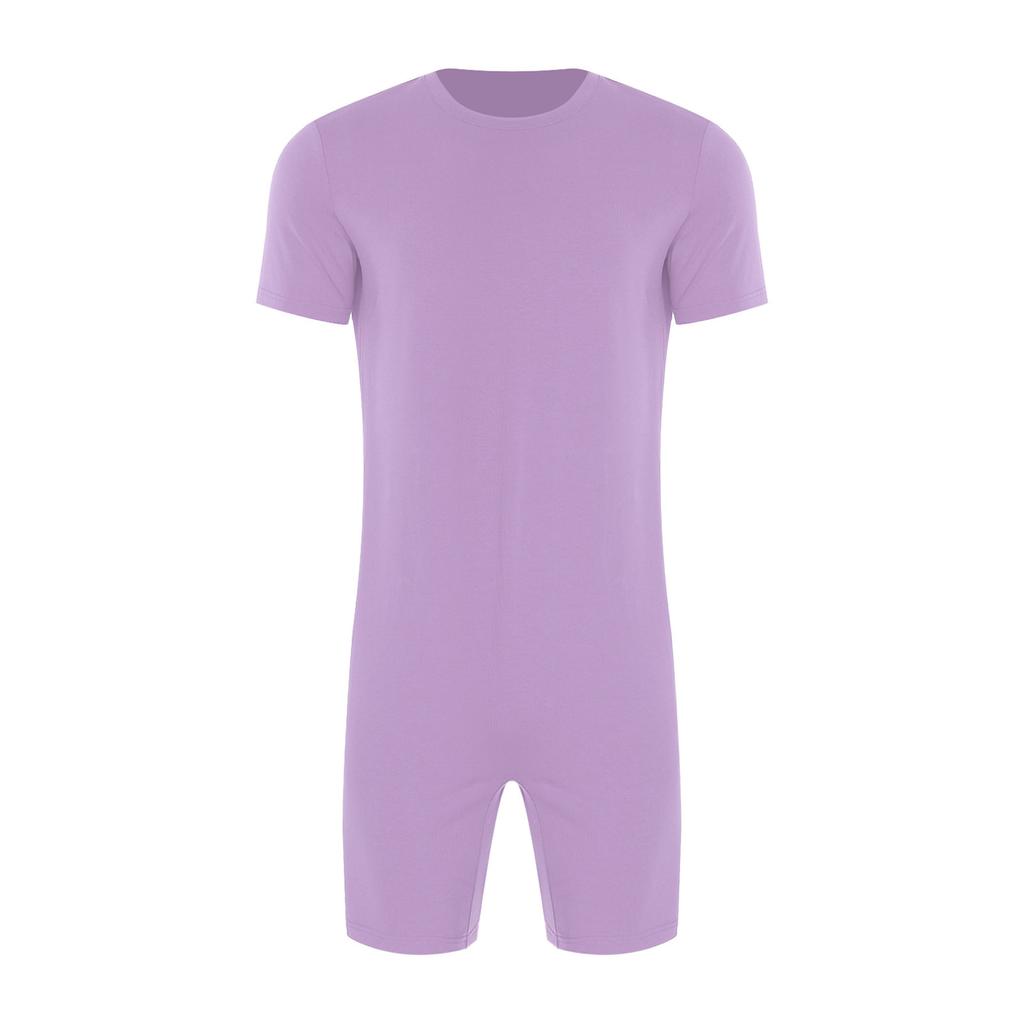 Mono Adaptable Antidesgarro Unisex Cuello Redondo Manga Corta Parte Inferior Corta Cremallera Trasera Mono de una Pieza