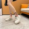 Cowhide star shoes round head casual shoes new small thick-soled heightening board shoes white shoes women