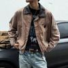 Unisex Oversized Jacke im Denim-Stil Mit Kontrastkragen Cargotaschen Reißverschluss Vorne Herbst Freizeitkleidung